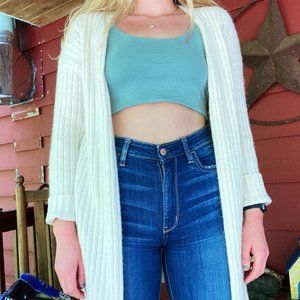 Forever 21 White Ribbed Cardigan!